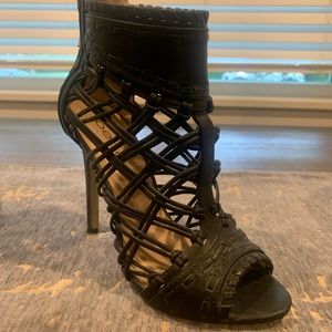 BEBE cage heels black